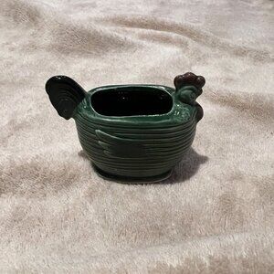Vintage Green Ceramic Chicken Hen Toothpick Holder Japan Mid Century green small